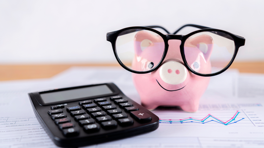 Piggy bank and calculator